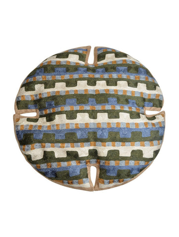 KGA Green Geometric Chainstitch Cushion Cover