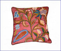 Crewel Embroidered Cushion Cover
