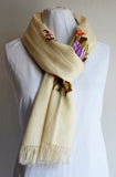 White Floral Embroidered Stole