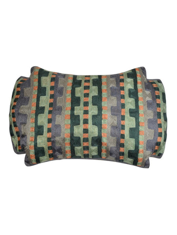 KGA Green Geometric Chainstitch Pillow Cover