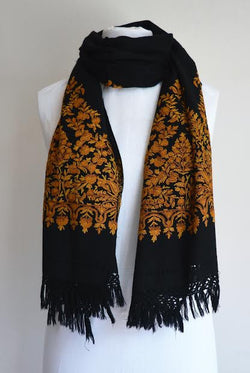 Gold Embroidered Wool Shawl