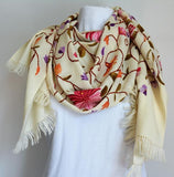 Multi-Color Floral Embroidered Wool Shawl