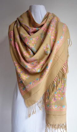 Pastel Wool Embroidered Shawl